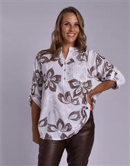 MADE IN ITALY BROWN WHITE BLOUSE 