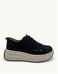 JULZ  BLACK SNAKE RAYA SNEAKER 