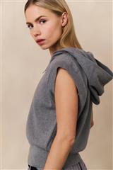YAYA MEDIUM GREY KNITTED HOODY