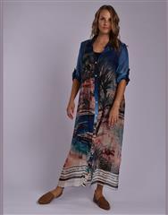 MADE IN ITALY BLUE MULTI SILKY DRESS 