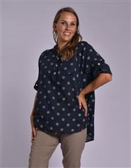MADE IN ITALY NAVY POLKADOT BLOUSE 