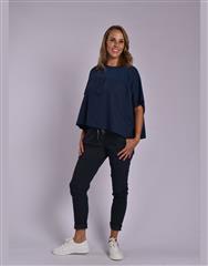 MADE IN ITALY NAVY BUTTON PANTS