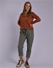 MADE IN ITALY OLIVE BUTTON PANTS