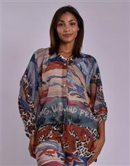 MADE IN ITALY TEAL MULTI BLOUSE 