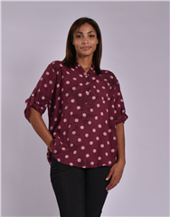 MADE IN ITALY POLKA BURGUNDY BLOUSE 