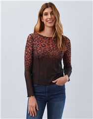 FDJ LEOPARD FADE LONG SLEEVE NECK TOP 