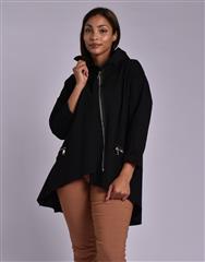 MADE IN ITALY BLACK LONG HOODIE TOP 