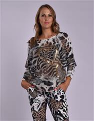 MADE IN ITALY WHITE LEOPARD KNIT TOP 