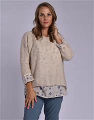 MADE IN ITALY BEIGE MULTI KNIT TOP 