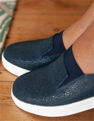 JULZ PEBBLED NAVY FRAN SLIP ON