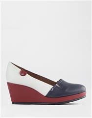 FROGGIE NAVY FRENCH LEATHER WEDGE
