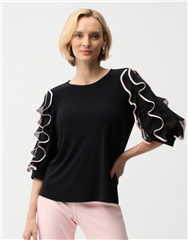 JOSEPH RIBKOFF BLACK PETAL PINK  TOP