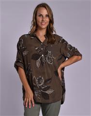 MADE IN ITALY BROWN GREY BLOUSE 