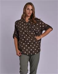 MADE IN ITALY BROWN POLKA DOT BLOUSE 