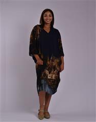MADE IN ITALY NAVY MULTI LONG DRESS 