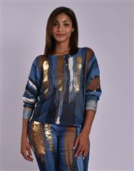 MADE IN ITALY KNIT BROWN BLUE TOP