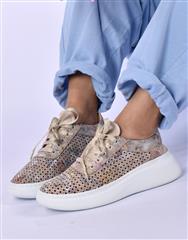 JOLIE BEIGE MULTI FLORAL PLATFORM SNEAKER 
