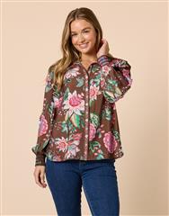 THREADZ CHOCOLATE MULTI BOUQUET SHIRT 