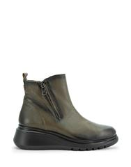 PAULA URBAN ARMY GREEN DOUBLE ZIP ANKLE BOOT