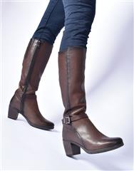 PAULA URBAN ESPRESSO KNEE HIGH HEELED BOOT 