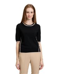 BETTY BARCLAY BLACK NATURAL KNIT PULLOVER 