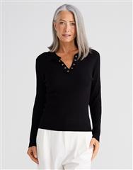 BRAVE & TRUE BLACK  ROCCA KNIT TOP 