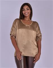 MADE IN ITALY LIGHT BROWN SILKY TOP 