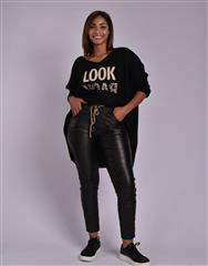 MADE IN ITALY BLACK METALIC PANTS