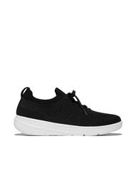 FIT FLOP BLACK SUPER-Q KNIT LACE-UP SNEAKERS