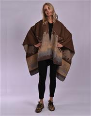 JOLIE BROWN GREY PONCHO 