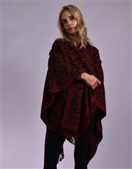 JOLIE MAROON BLACK PONCHO