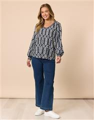 THREADZ NAVY WHITE LOLA TOP