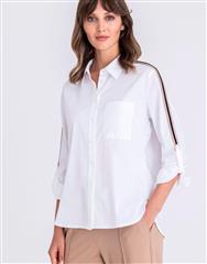 TUZZI WHITE BEIGE BLOUSE