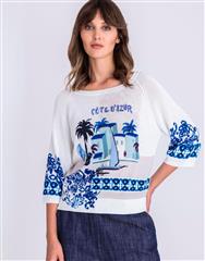TUZZI BLUE MULTI PULLOVER 
