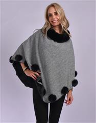 JOLIE GREY BLACK PONCHO 