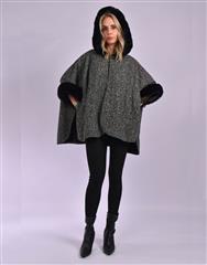 JOLIE BLACK CHARCOAL HOODIE PONCHO