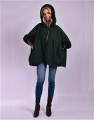 JOLIE GREEN BLACK HOODIE PONCHO 