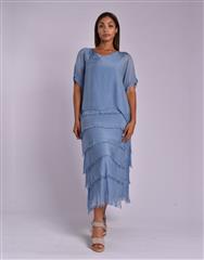 MADE IN ITALY BLUE FRILL DRESS
