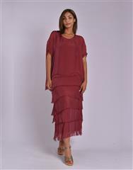MADE IN ITALY MAROON FRILL DRESS 
