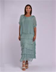 MADE IN ITALY SAGE FRILL DRESS