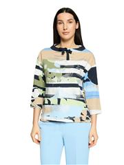 BETTY BARCLAY BLUE BEIGE 3/4 SLEEVE TOP 