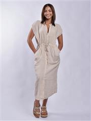 MADE IN ITALY BEIGE LINEN MAXI DRESS 