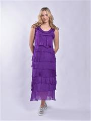 MADE IN ITALY GRAPE MAXI FRILL DRESS 