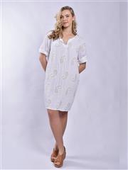 MADE IN ITALY WHITE BEIGE SHORT DRESS 