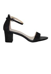 JOLIE BLACK GLITTER CLOSED BACK BLOCK HEEL