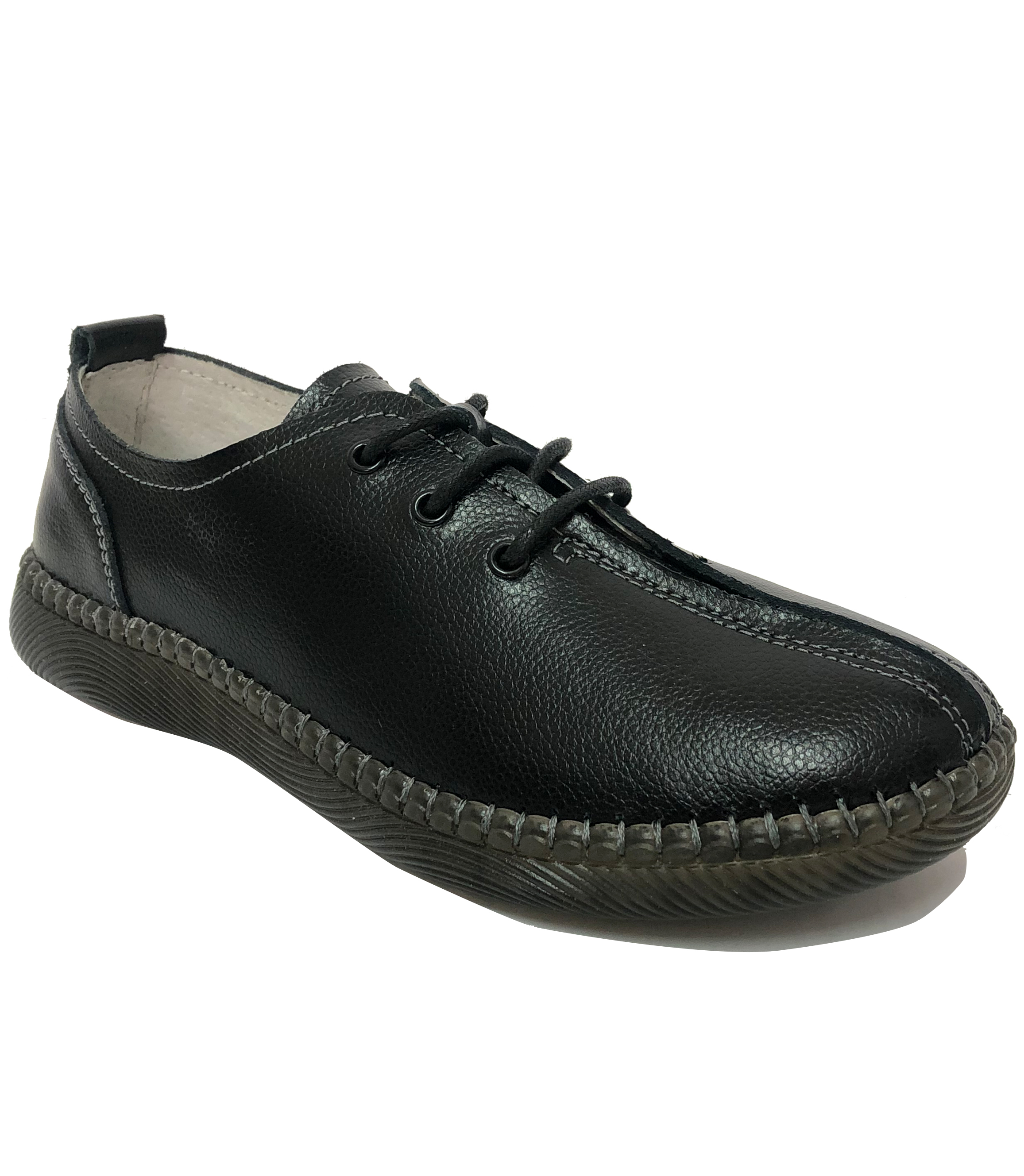 furnace black chunky leather lace up shoes