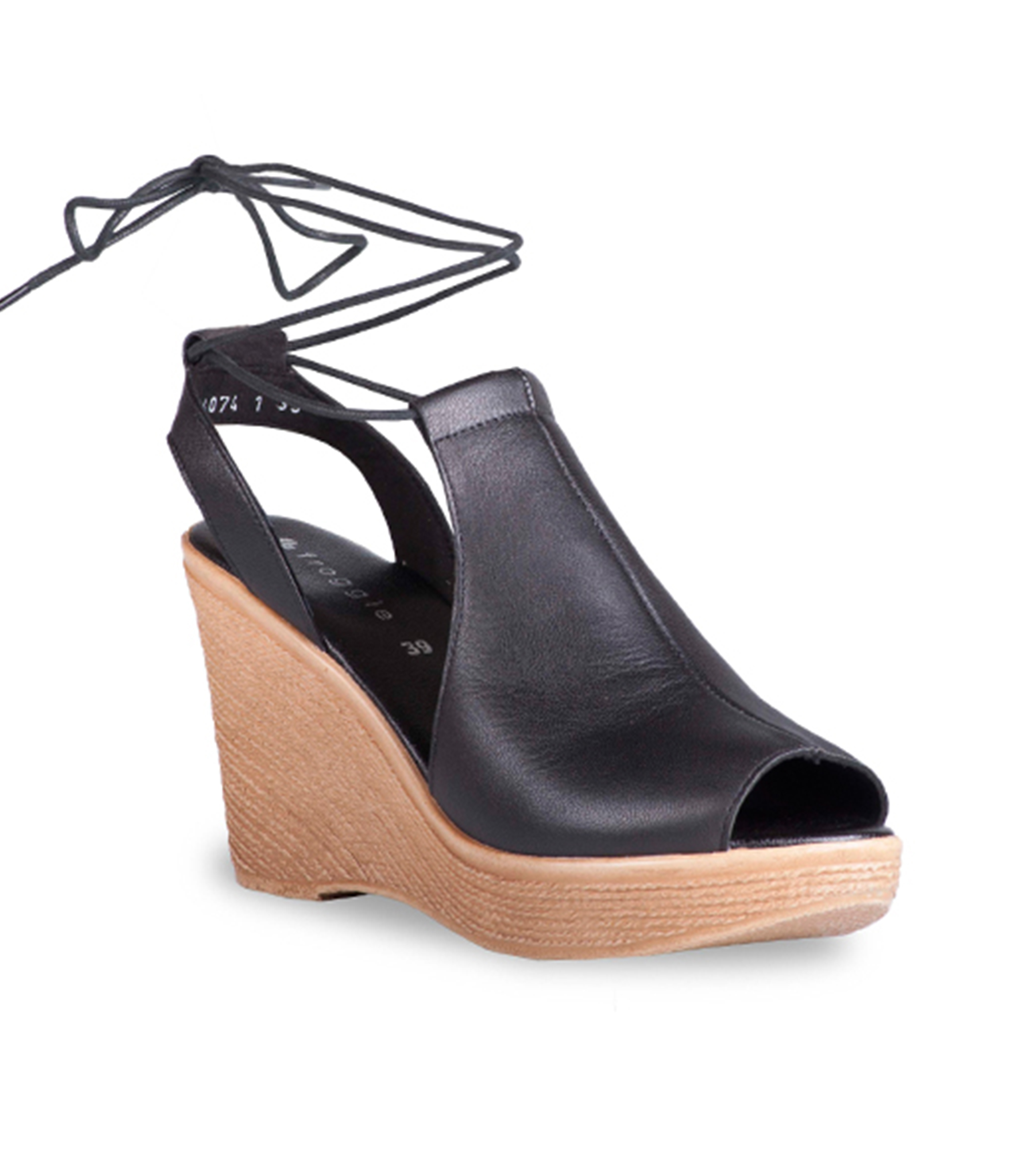FROGGIE BLACK LEATHER HIGH WEDGE LACE- UP | Rosella - Style inspired by ...